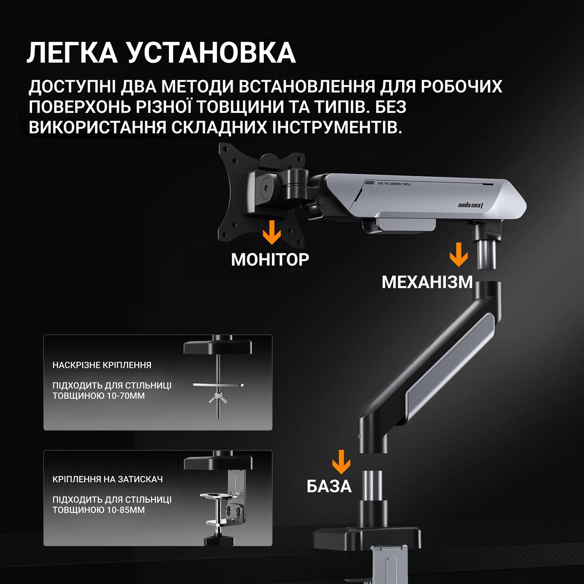 Кронштейн Anda Seat Stealth Pro II 17"-42" Titanium (AD-W-A9-1S-BT) (VESA100х100)