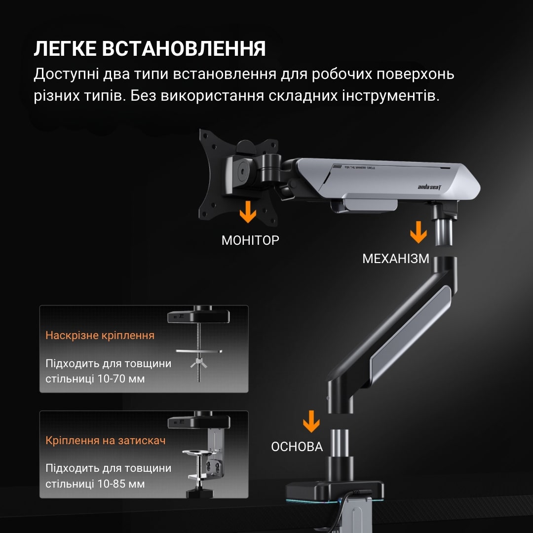 Кронштейн Anda Seat Stealth Pro II RGB 17"-42" Black (AD-W-A9X-1S-BB) (VESA100х100)