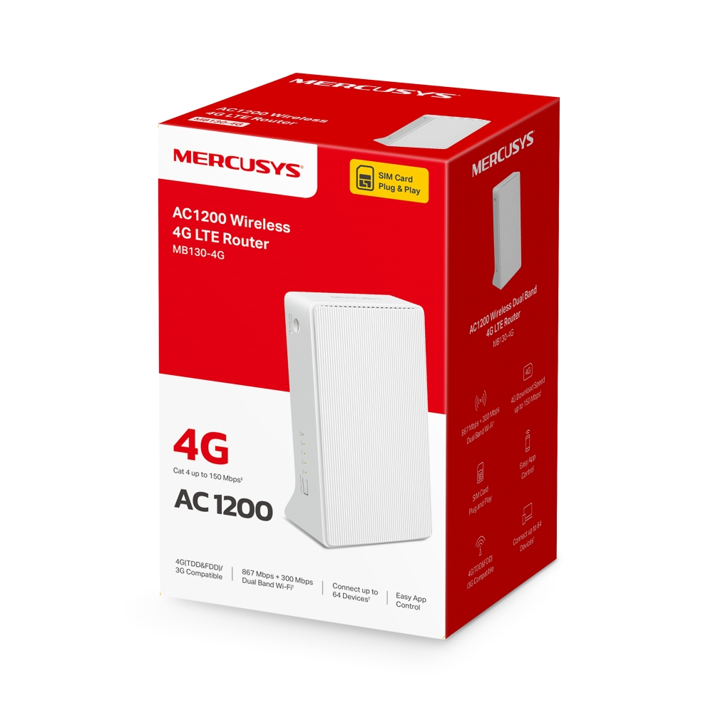 Бездротовий маршрутизатор Mercusys MB130-4G 
