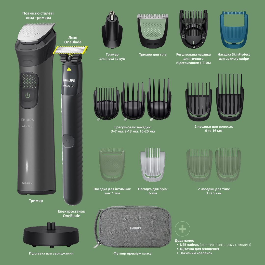 фото Машинка для стрижки+тример для тіла (бодігрумер) Philips Series 9000 MG9556/15