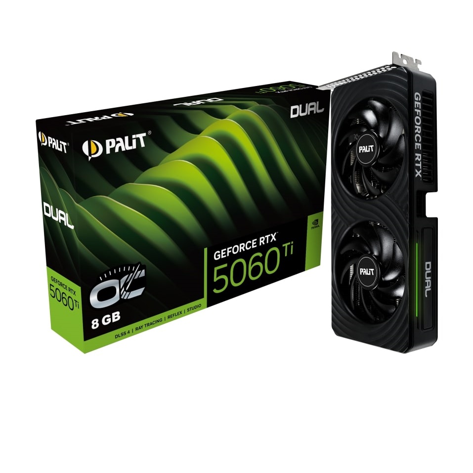 Відеокарта GF RTX 5060 Ti  8GB GDDR7 Dual OC Palit (NE7506TT19P1-GB2062D)