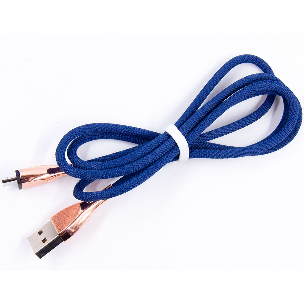 Кабель Dengos USB - microUSB тканинна оплітка синій
