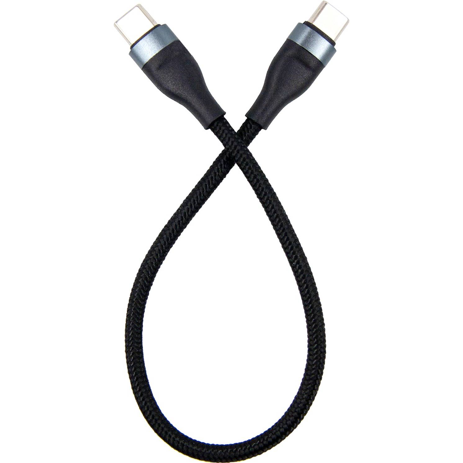 Кабель USB Dengos Type-C - Type-C 0.25 м нейлонове обплетення чорний