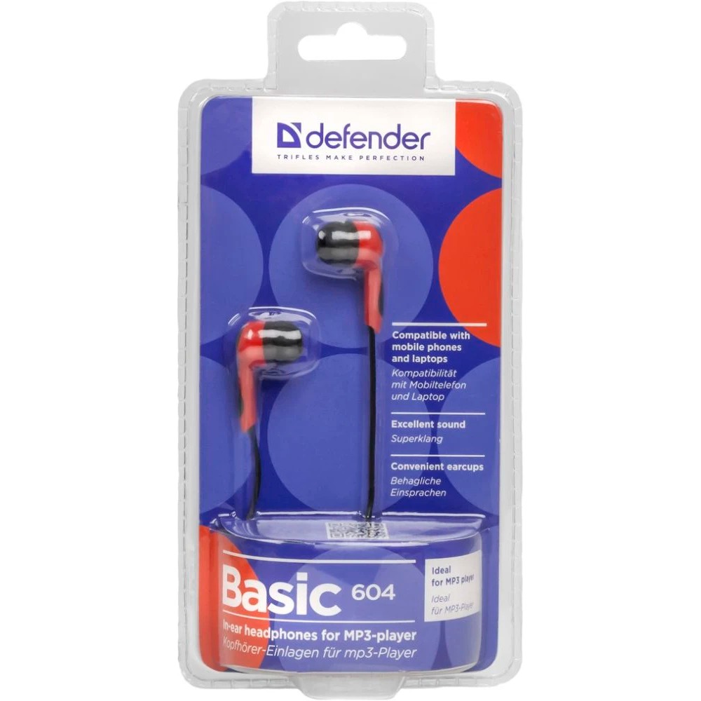 Наушники Defender Basic-604 Black/Red (63605) Наушники Defender Basic-604 Black/Red (63605)