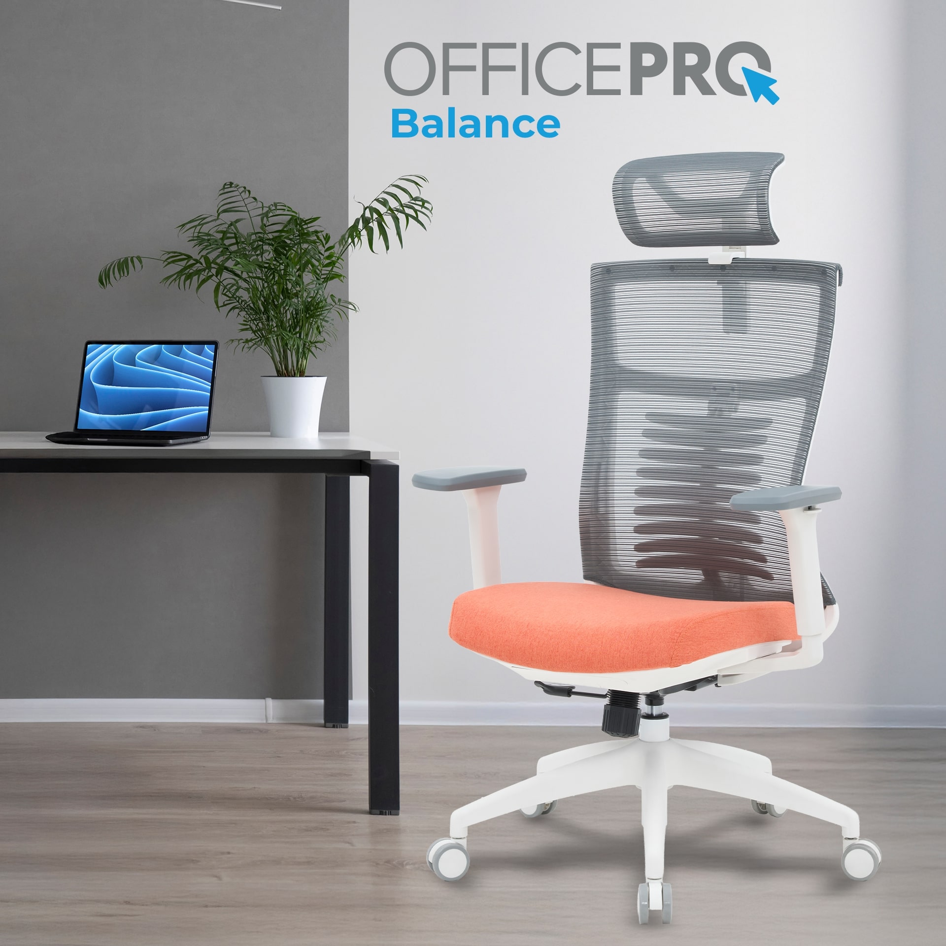 Кресло офисное OfficePro Balance OC550-W-DG-OR White/Dark Gray/Orange Кресло офисное OfficePro Balance OC550-W-DG-OR White/Dark Gray/Orange