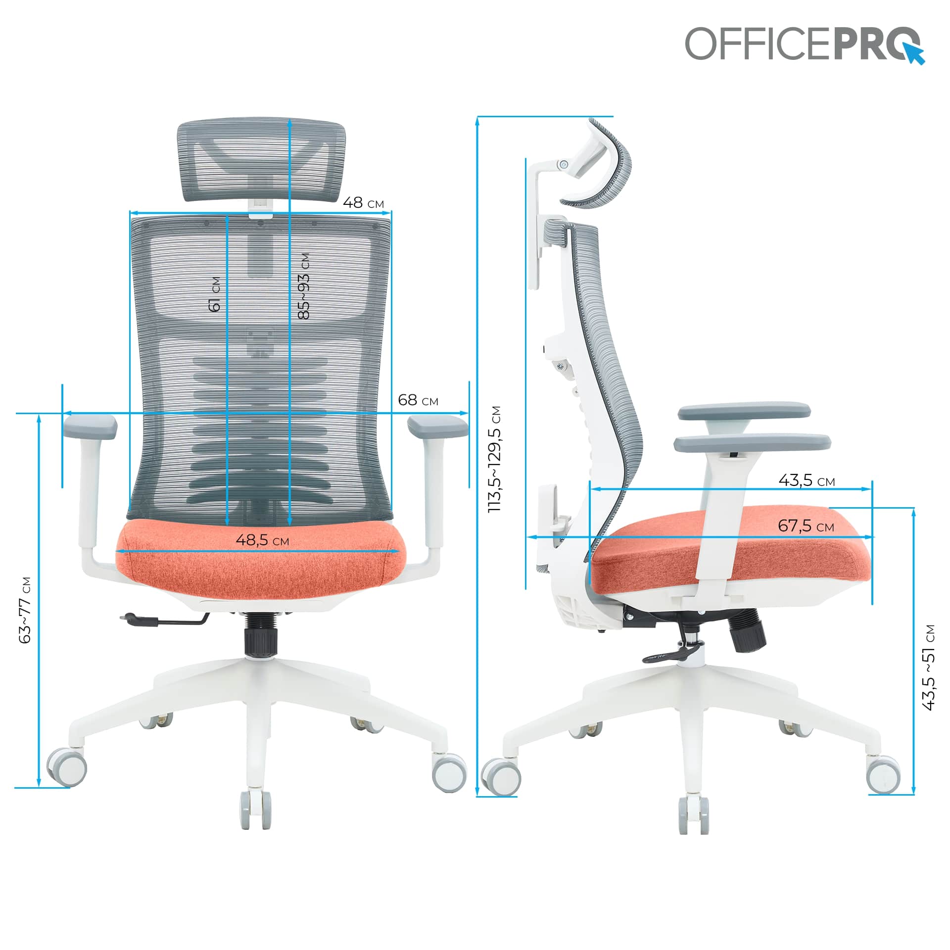 Кресло офисное OfficePro Balance OC550-W-DG-OR White/Dark Gray/Orange Кресло офисное OfficePro Balance OC550-W-DG-OR White/Dark Gray/Orange