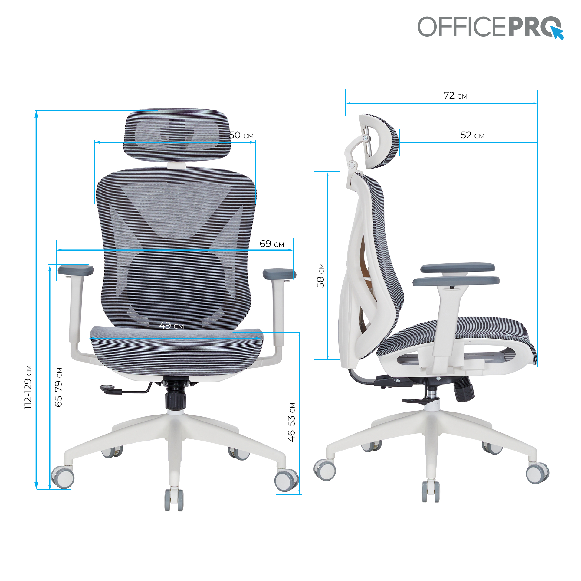 Кресло офисное OfficePro Atlas OC630-W-DG-DG White/Dark Gray Кресло офисное OfficePro Atlas OC630-W-DG-DG White/Dark Gray