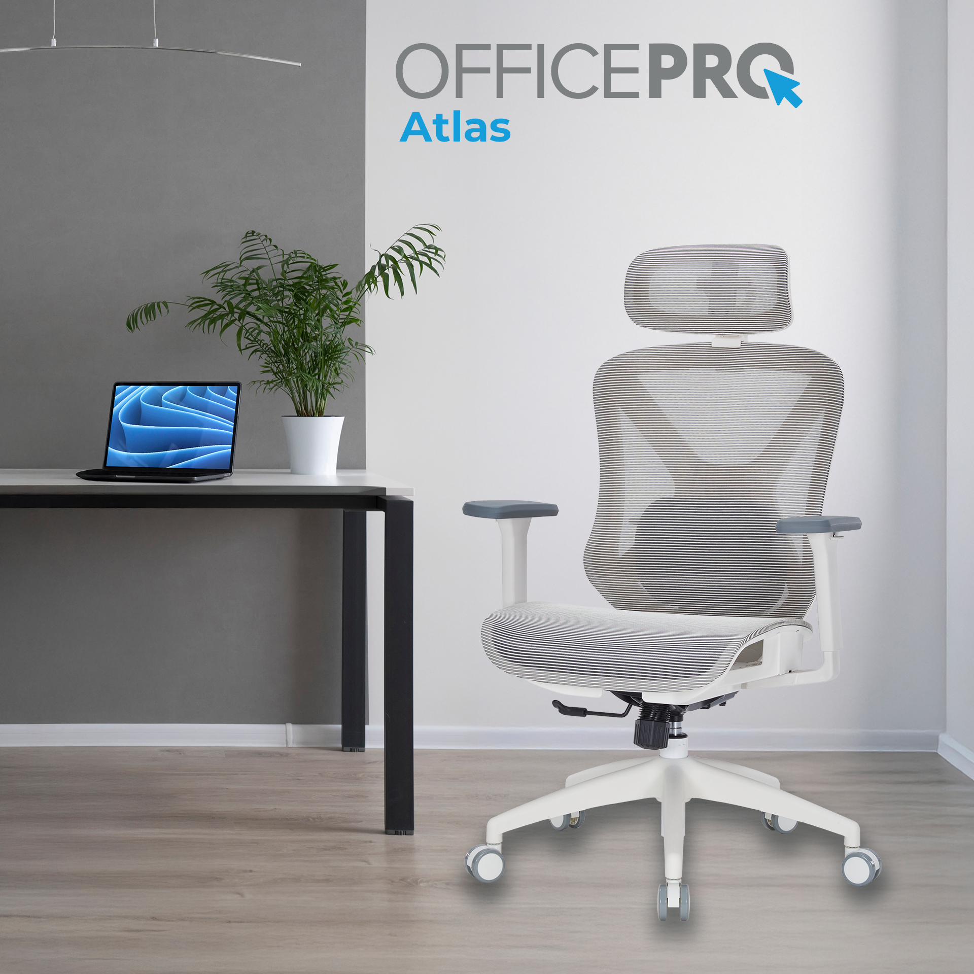 Кресло офисное OfficePro Atlas OC630-W-LG-LG White/Light Gray Кресло офисное OfficePro Atlas OC630-W-LG-LG White/Light Gray