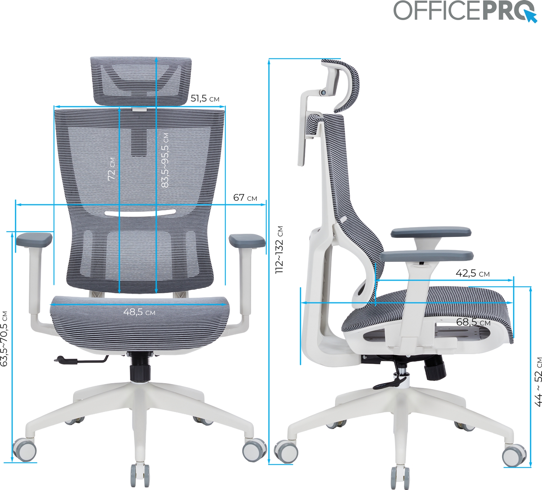 Кресло офисное Officepro Elegant OC660-W-DG-DG White/Dark Gray Кресло офисное Officepro Elegant OC660-W-DG-DG White/Dark Gray
