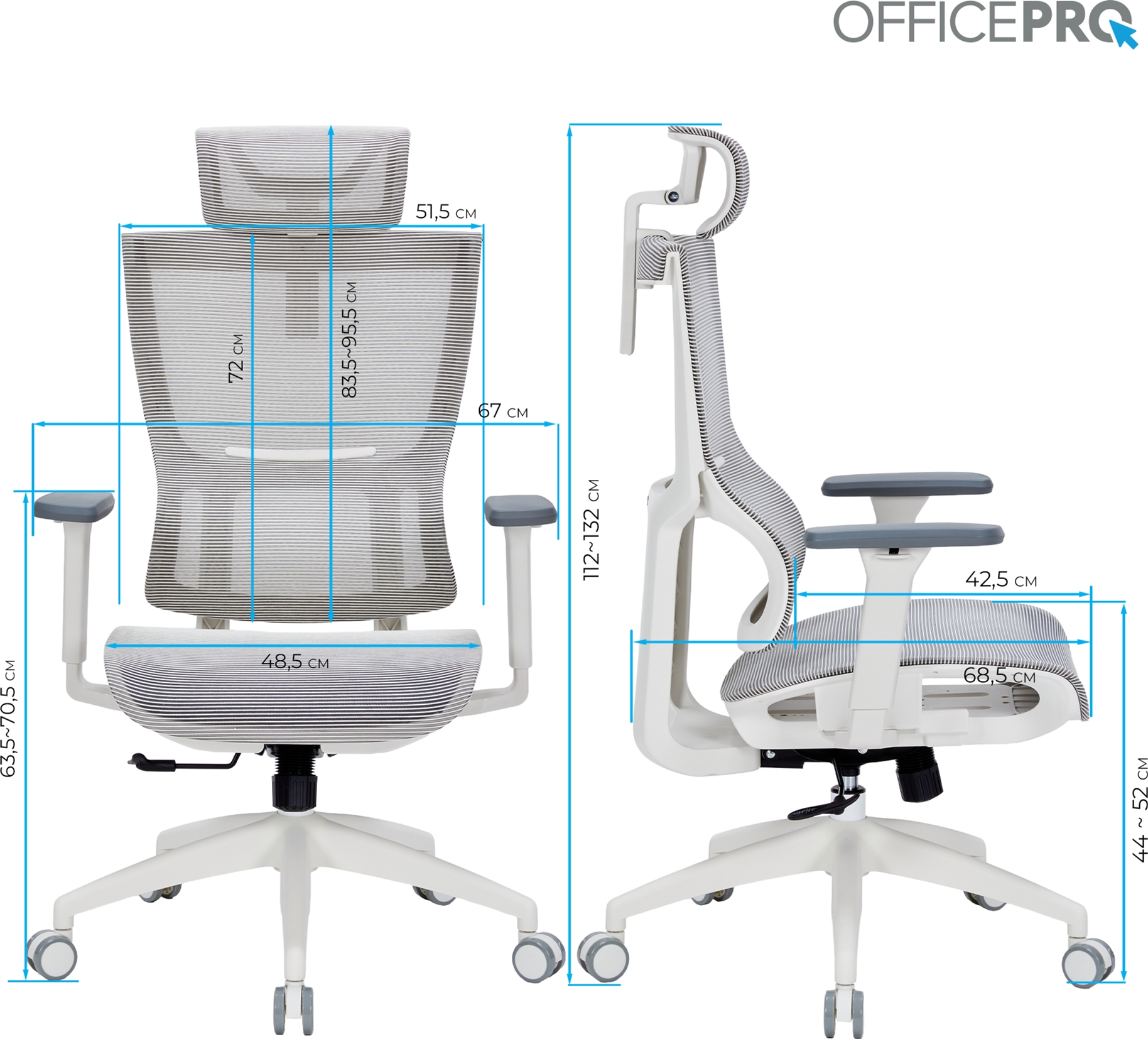 Кресло офисное Officepro Elegant OC660-W-LG-LG White/Light Gray Кресло офисное Officepro Elegant OC660-W-LG-LG White/Light Gray