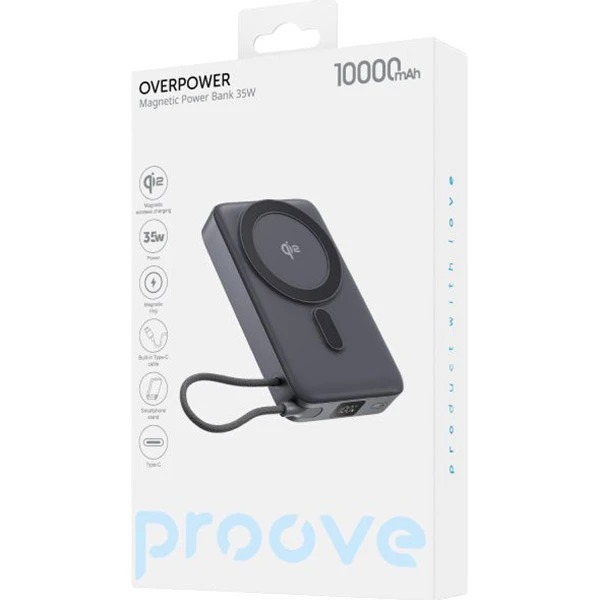 Универсальная мобильная батарея Proove OverPower 35W 10000mAh Qi2 Gray (PBOP35012105) Универсальная мобильная батарея Proove OverPower 35W 10000mAh Qi2 Gray (PBOP35012105)