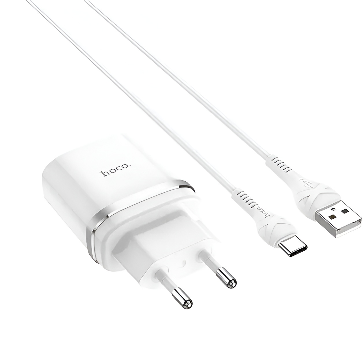 Сетевое зарядное устройство Hoco C12Q QC3.0 3А з кабелем Type-C Біле