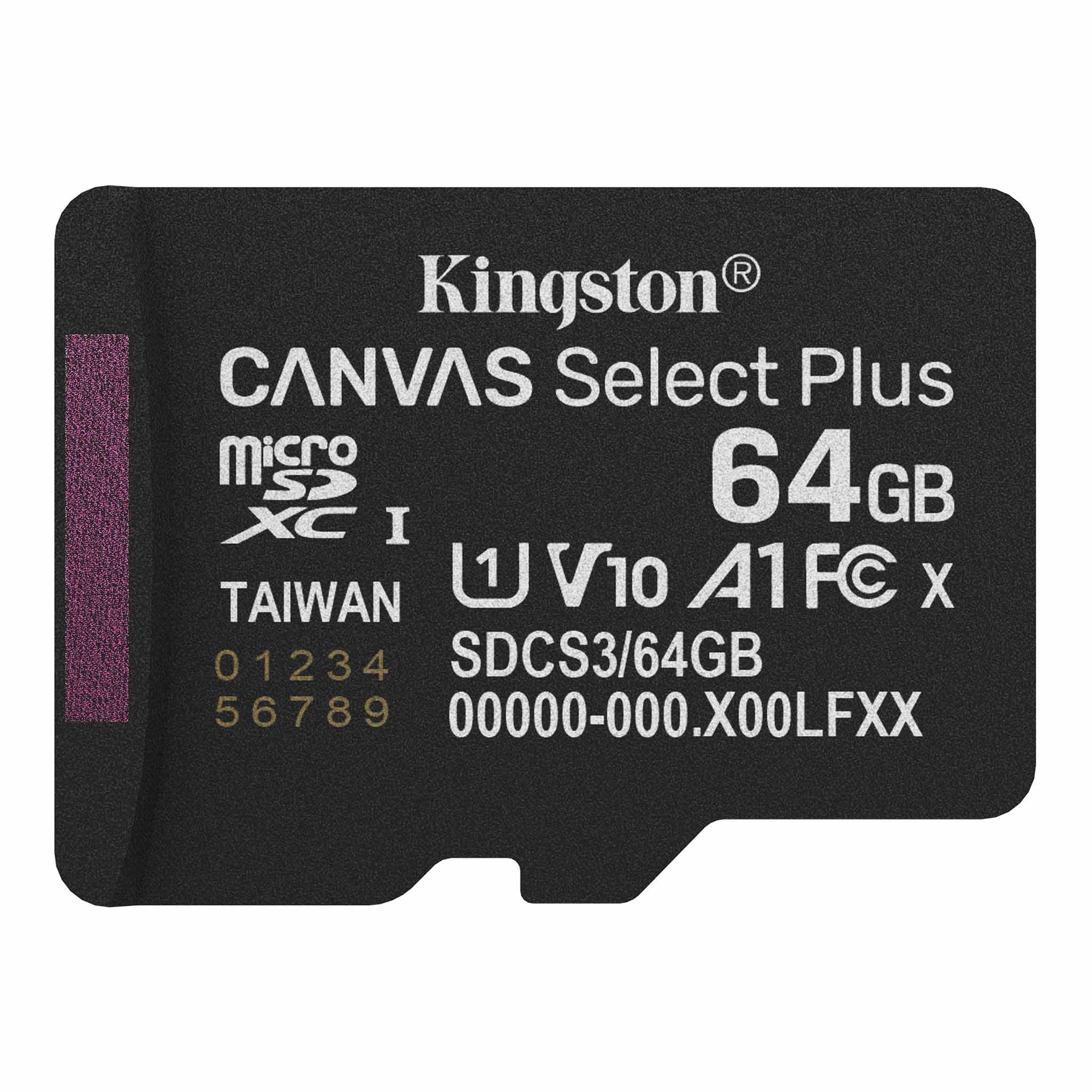 Карта пам`яті MicroSDXC 64GB UHS-I Class 10 Kingston Canvas Select Plus R100MB/s (SDCS3/64GBSP)