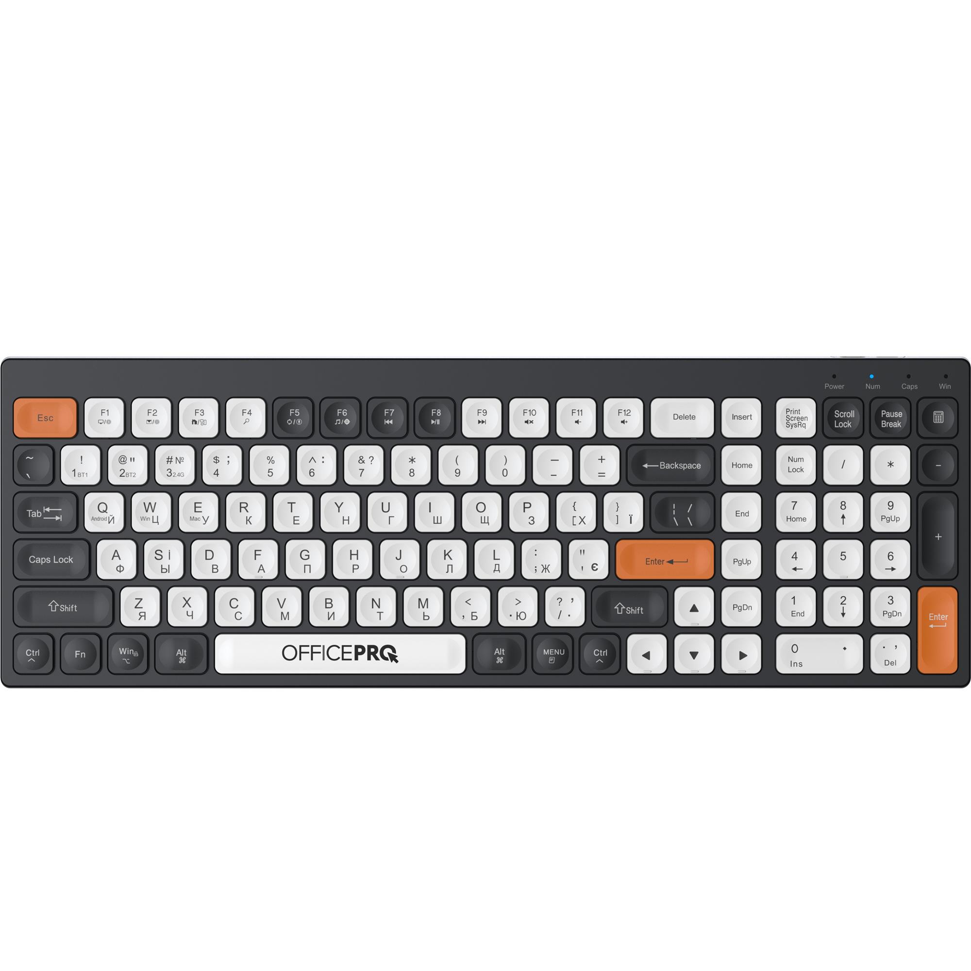 Клавіатура OfficePro SK985BO бездротова Bluetooth Чорний/Білий