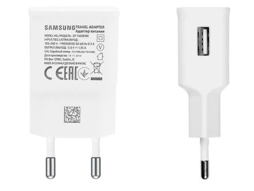 Мережевий зарядний пристрій Samsung (1USB, 1.55А) White (EP-TA50EWE) OEM