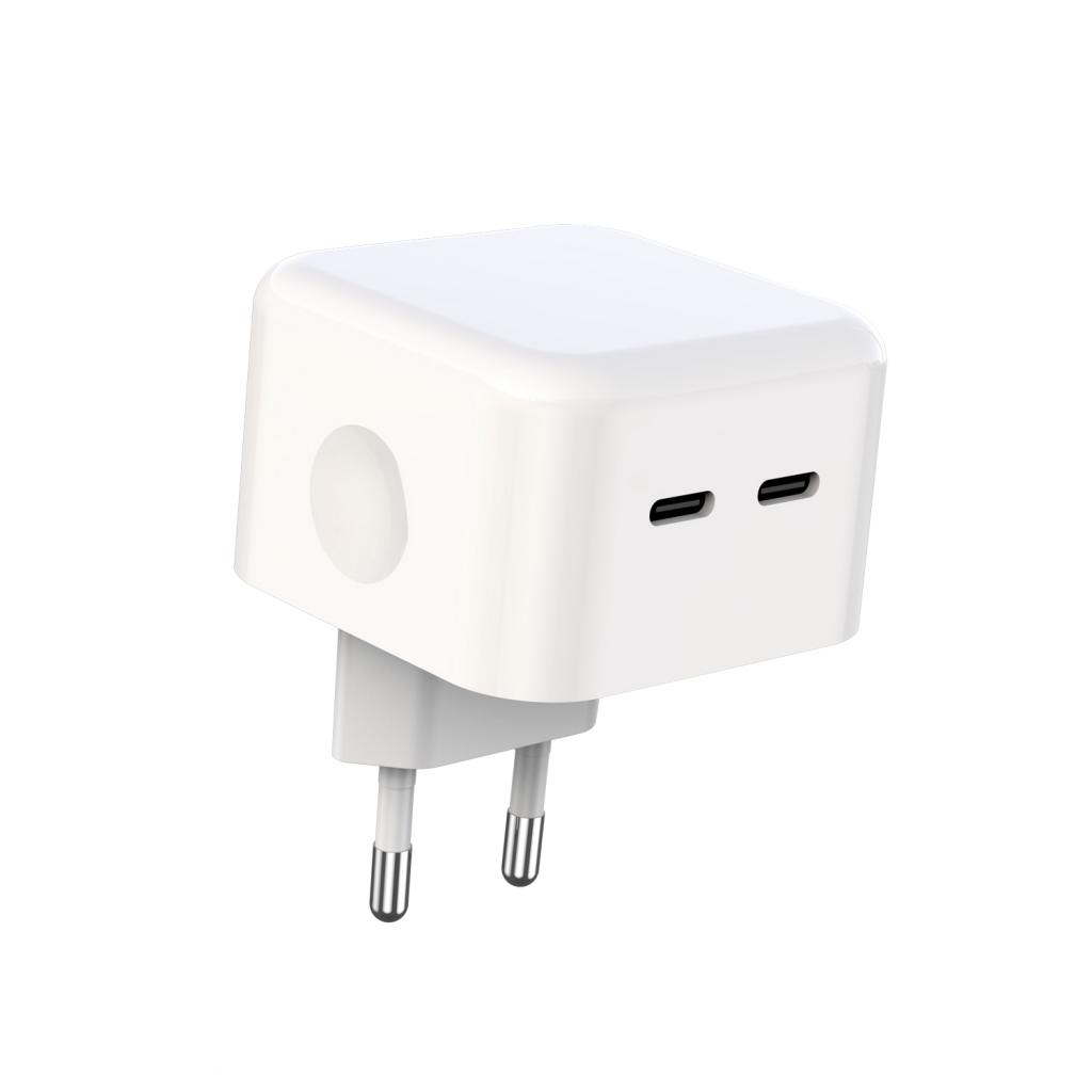 Мережевий зарядний пристрій XO L102 (2USB-Cх3A) QC3.0 White (XO-L102c-WH) + кабель USB Type-C