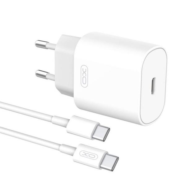 Мережевий зарядний пристрій XO L91EU 1хType-C PD25W White (L91C-WH) + кабель USB Type-C