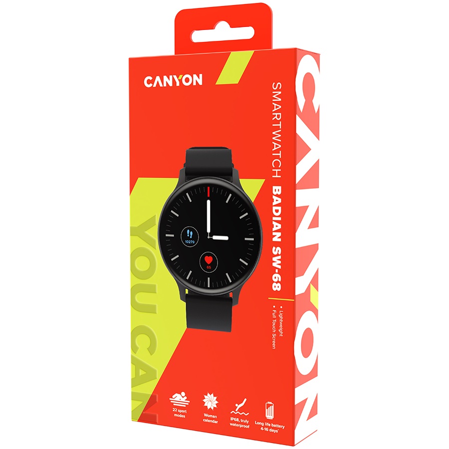 Смарт-годинник Canyon Badian SW-68 Black (CNS-SW68BB)