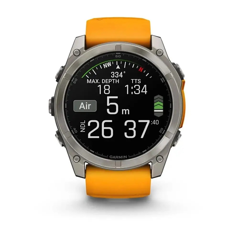 Смарт-годинник Garmin Fenix 8 47mm AMOLED Sapphire Graphite DLC Titanium with Spark Orange Silicone (010-02904-19)