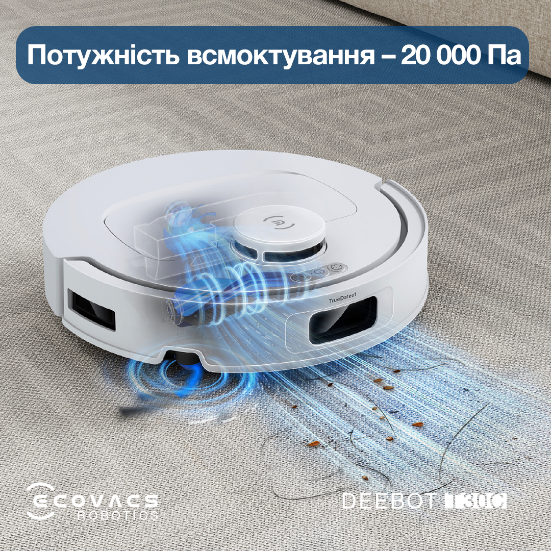 фото Робот-пилосос з вологим прибиранням Ecovacs Deebot T30C White (DLX71 WHITE)