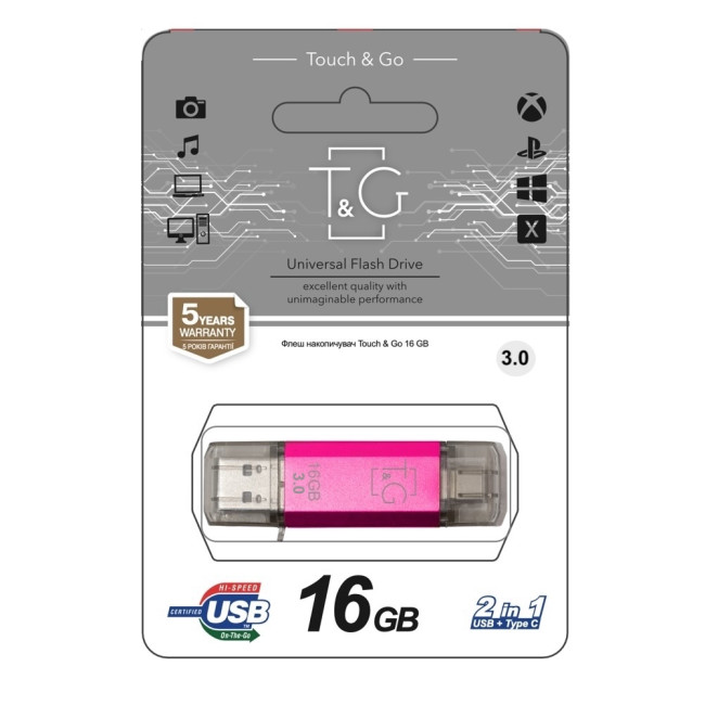 USB-флеш-накопичувач T&G 009 Star Series 16GB USB 3.2 Type-C рожевий