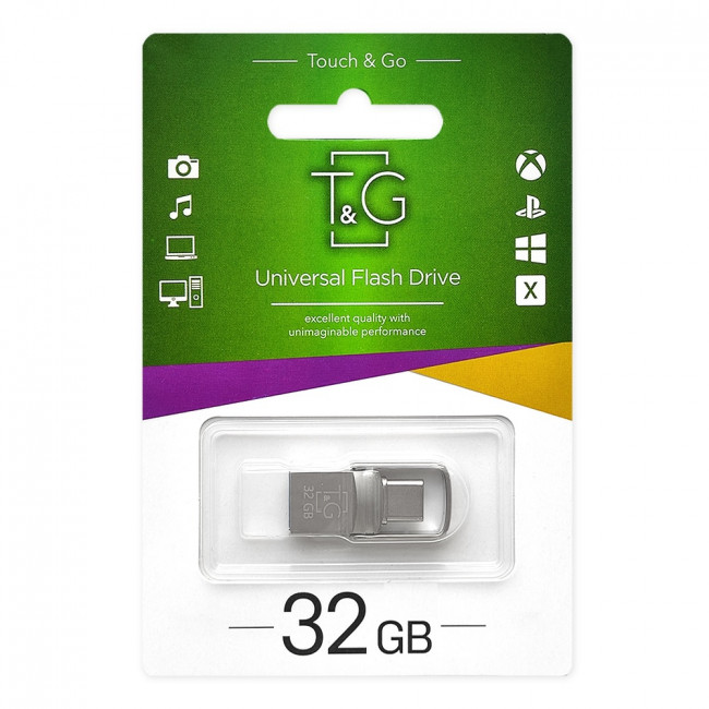 Флеш-накопитель USB 2.0 32GB Type-C T&G 104 Metal Series Silver (TG104TC-32G) Флеш-накопитель USB 2.0 32GB Type-C T&G 104 Metal Series Silver (TG104TC-32G)