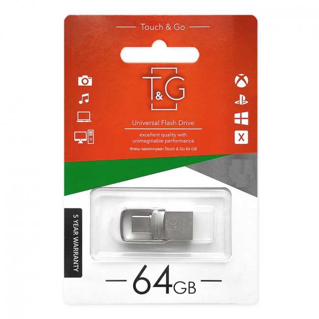 Флеш-накопитель USB 2.0 64GB Type-C T&G 104 Metal Series Silver (TG104TC-64G) Флеш-накопитель USB 2.0 64GB Type-C T&G 104 Metal Series Silver (TG104TC-64G)