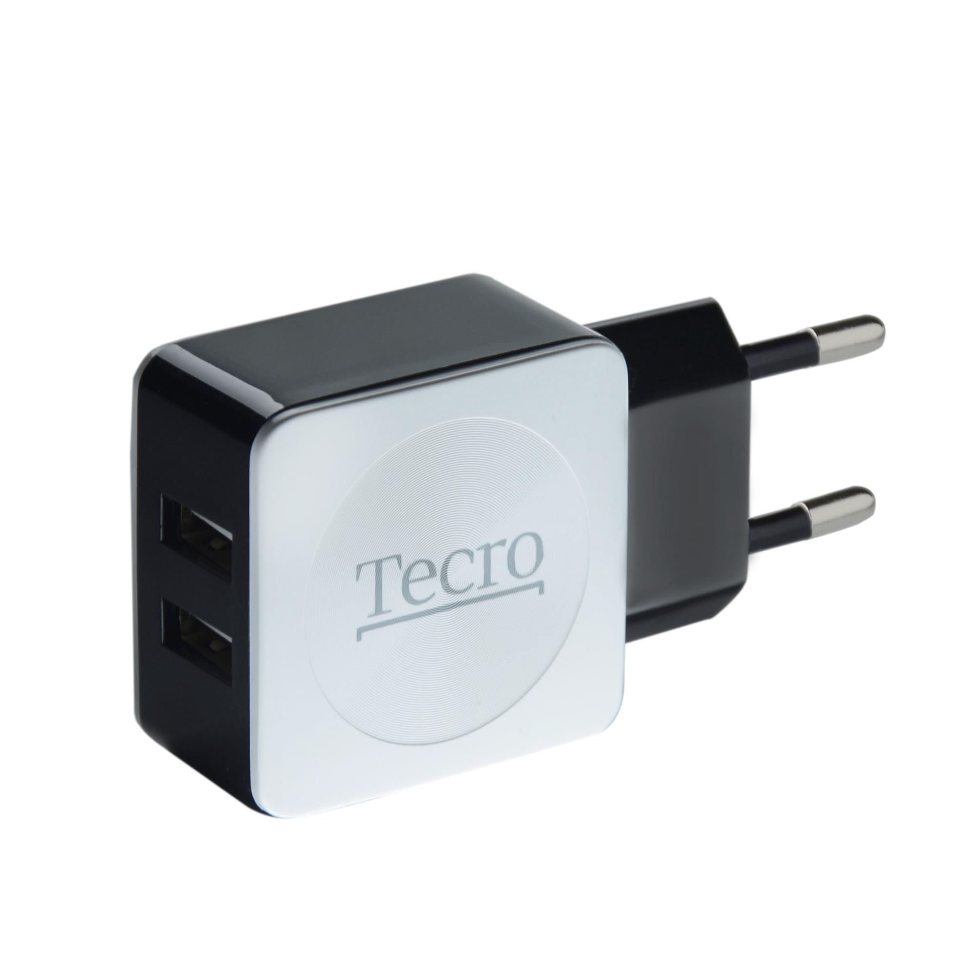 Мережевий зарядний пристрій Tecro TR-CHG02 2xUSB 2.1A Чорний/Білий