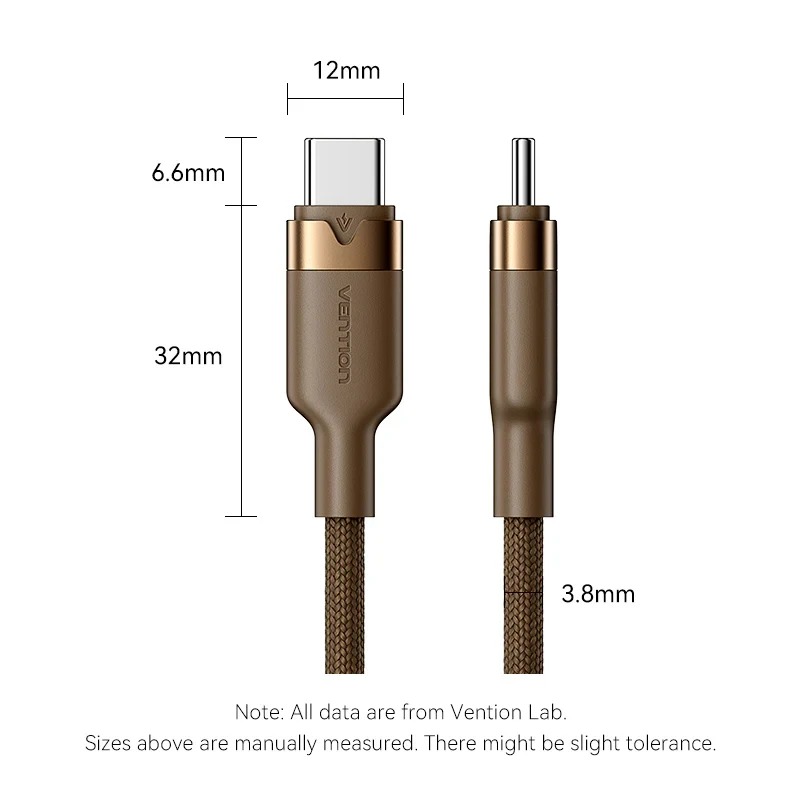 Кабель Vention TRDJH 60W USB-C - USB-C Коричневий