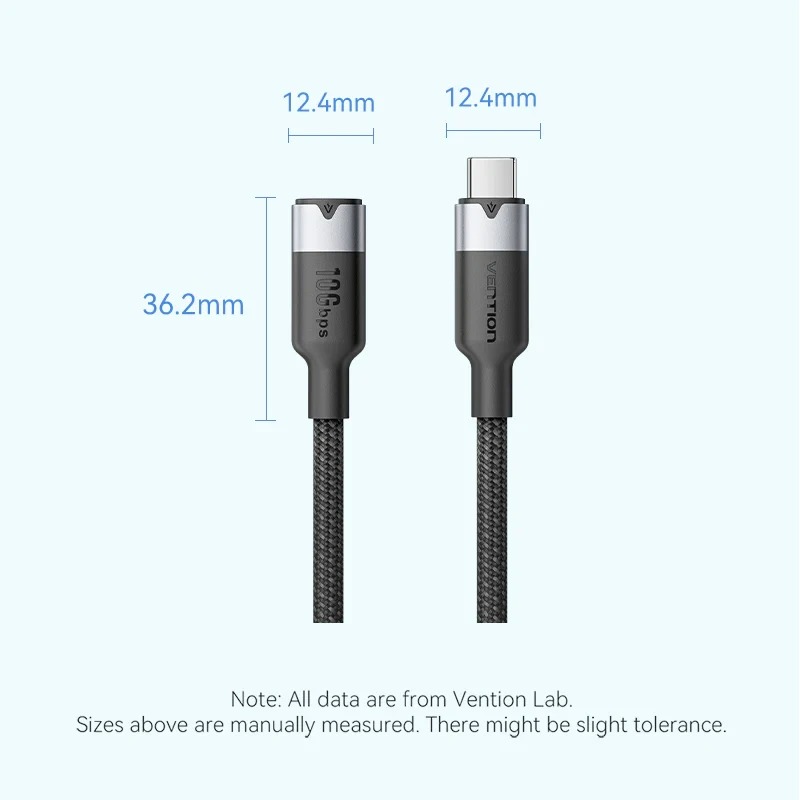Кабель Vention USB Type-C - USB Type-C 100W 5A Чорний