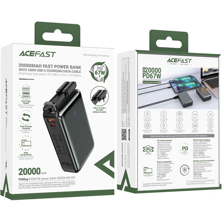 Универсальная мобильная батарея Acefast Magnetic M4 20000mAh 67W Black (6974316282723) Универсальная мобильная батарея Acefast Magnetic M4 20000mAh 67W Black (6974316282723)