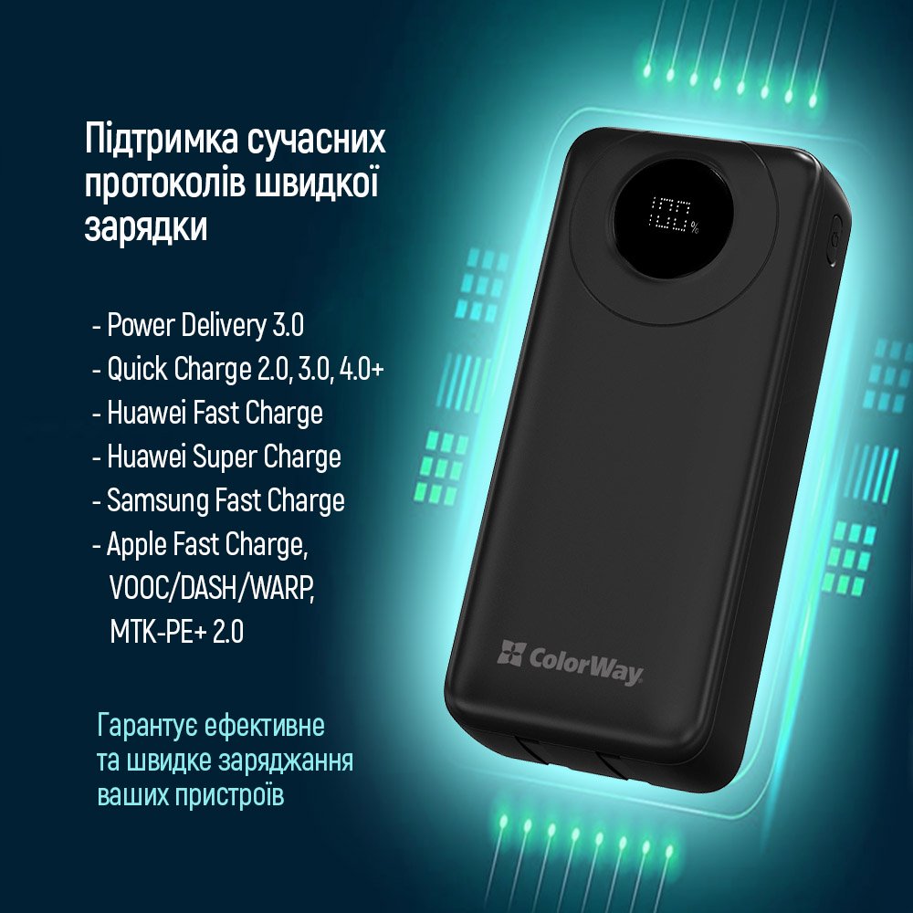 Універсальна мобільна батарея ColorWay EnergyPlus 20000mAh Black (CW-PB200LPB4BK-PDD)