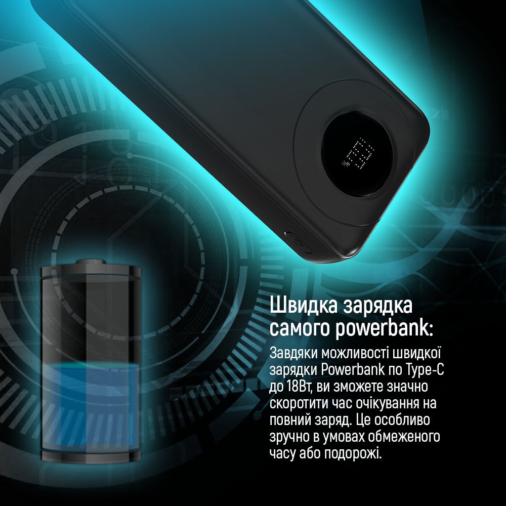 Універсальна мобільна батарея ColorWay EnergyPlus 20000mAh Black (CW-PB200LPB4BK-PDD)