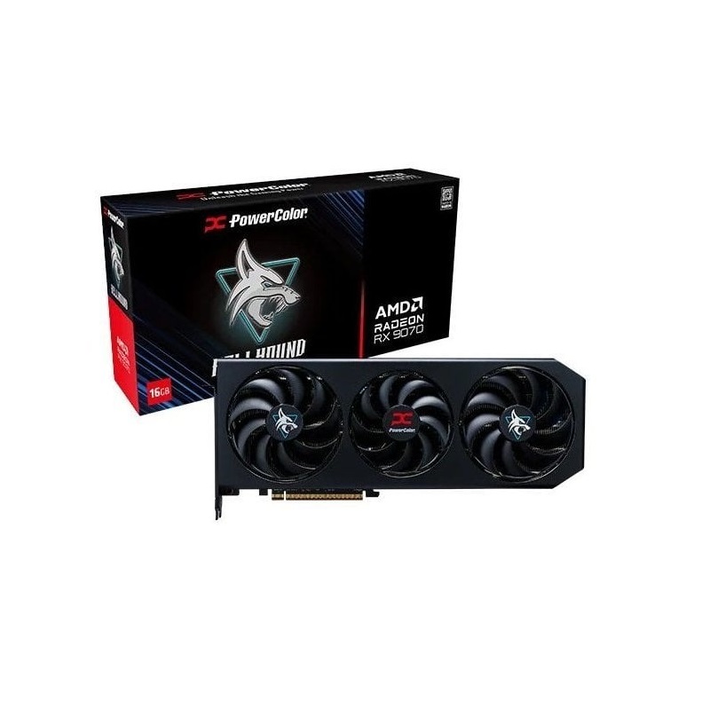 Видеокарта AMD Radeon RX 9070 Hellhound - фронтальный вид
