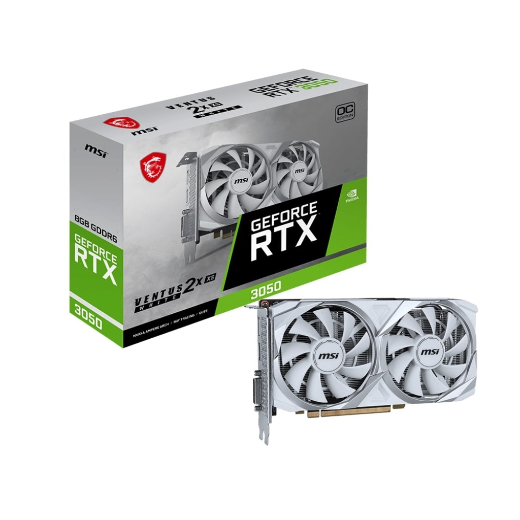 Відеокарта GF RTX 3050 8GB GDDR6 Ventus 2X XS White OC MSI (GeForce RTX 3050 VENTUS 2X XS WHITE 8G OC)