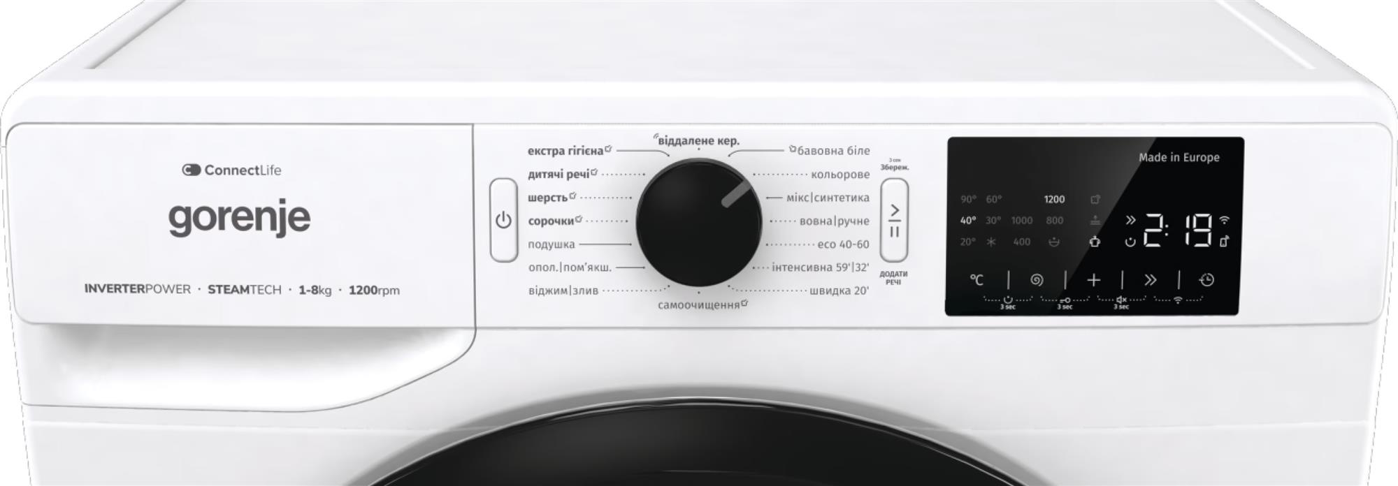 фото Пральна машина автоматична Gorenje WPNEI82SBSWIFI/UA
