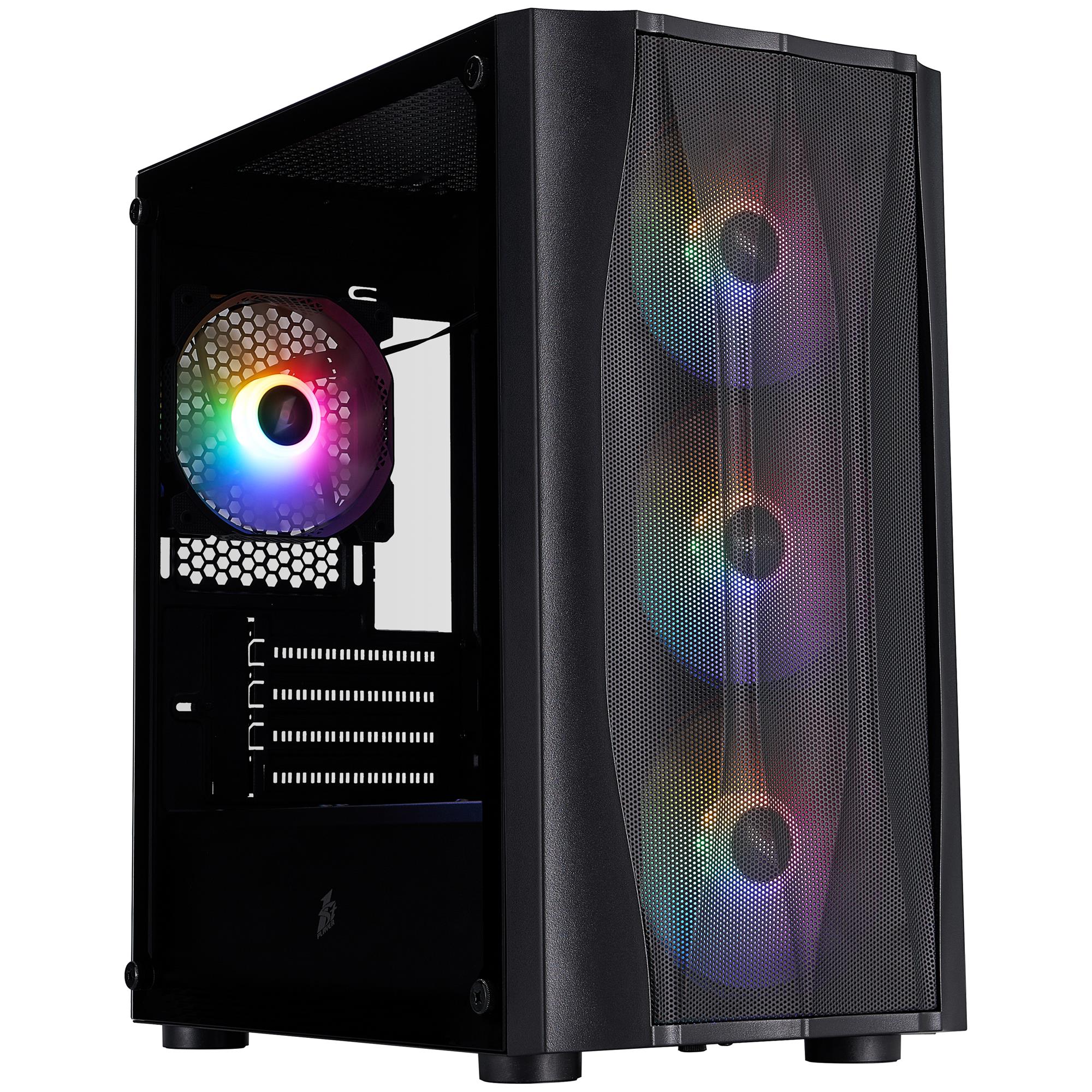 Корпус 1stPlayer X3-M-BK-4F1 Black без БЖ