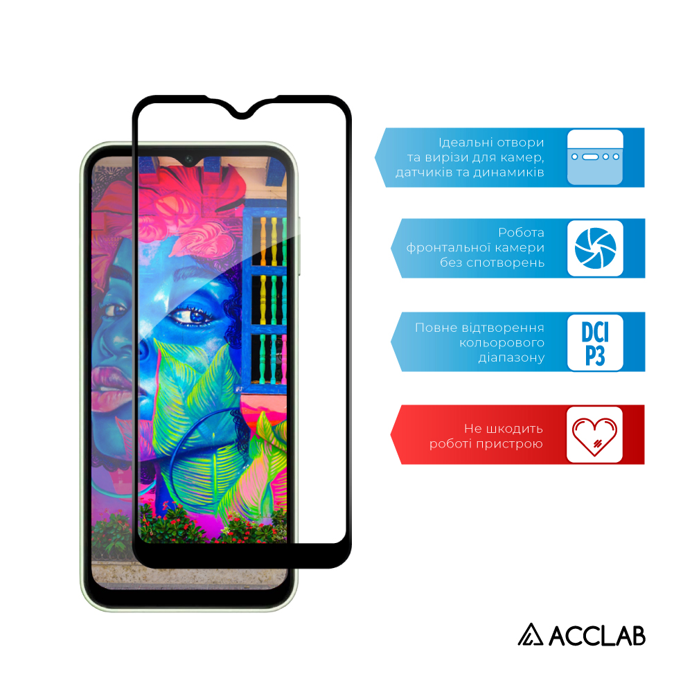 Захисне скло ACCLAB Full Glue для Samsung Galaxy A15 4G SM-A155 Black (1283126583032)