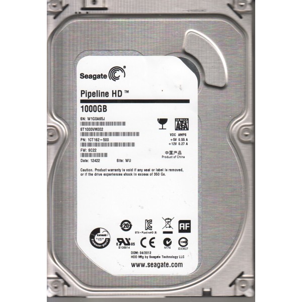 Накопичувач HDD SATA 1.0TB Seagate Pipeline HD 5900rpm 64MB (ST1000VM002)